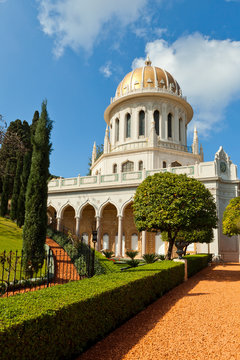 Bahai Gardens and golden Dome stock photo