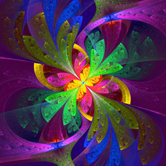 Naklejki  Multicolor beautiful fractal flower. Computer generated graphics