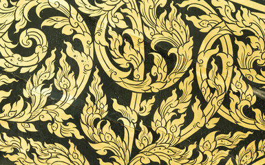 flower pattern in traditional Thai style art painting on window 