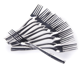 fork, silver fork on white background