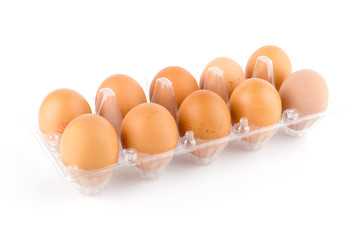 Eggs packed isolated white background