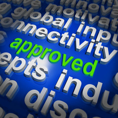 Approved Word Cloud Shows Approved Passed or Verified