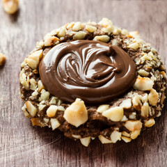 Chocolate filled cookies with hazelnuts