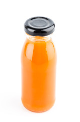 Orange juice bottle isolated white background