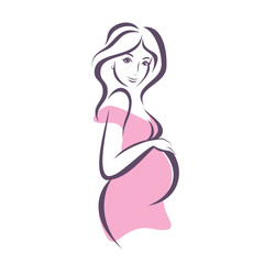 Obraz na płótnie Canvas pregnant woman, stylized vector symbol