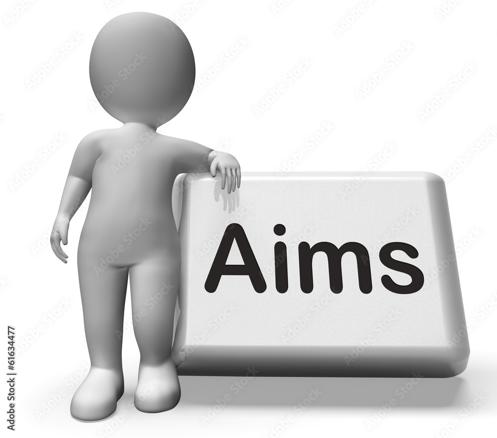 Poster aims button with character shows targeting purpose and aspiratio