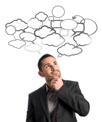 Businessman thinking over white background