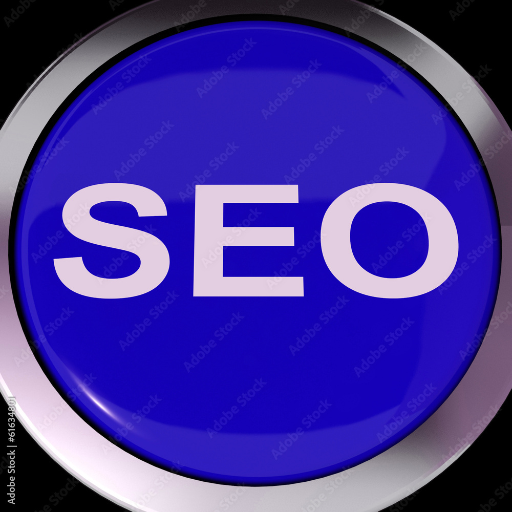 Poster seo button shows increase search engine optimization