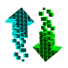 Arrow icon made of cubes