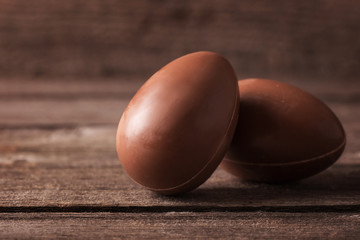 Chocolate Easter Egg Over Wooden Background