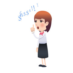 Stewardess making silence gesture