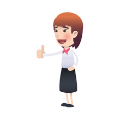 Happy woman with her thumb up