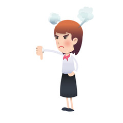 Unhappy woman with her thumb down
