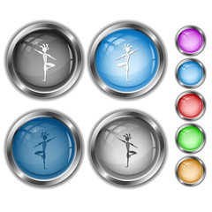 Ethnic little man as yogi. Internet buttons.