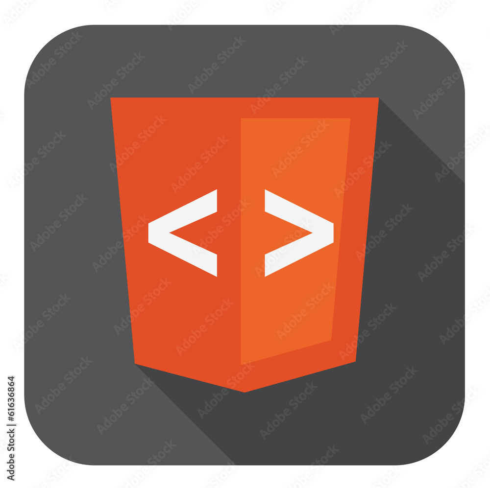 Poster vector illustration of orange shield with html tag on the screen