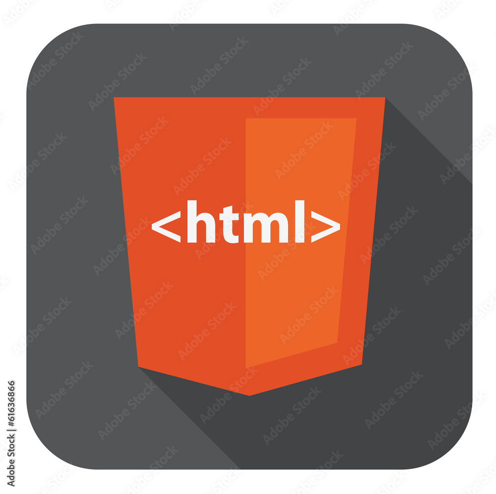 Aufkleber vector illustration of orange shield with html tag on the screen