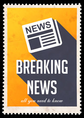 Breaking News on Yellow in Flat Design.