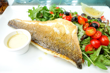 grilled fish and vegetables
