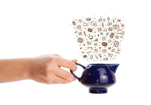 Coffe can with hand drawn media icons
