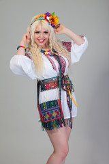 Woman wears Ukrainian national dress