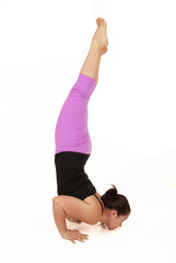 Fototapeta na wymiar Fit strong woman doing yoga chin stand pose