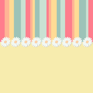 Yellow Spring Background With Strips And Flowers