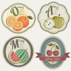 Vintage Label Collection with Fruit illustrations