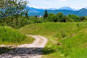 Fototapeta premium Rural landscape with gravel road