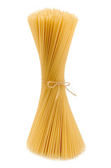 uncooked spaghetti on a white background