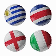 Football WorldCup 2014. Group D. Football/soccer balls.