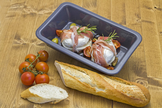 &Uuml;berbackener Mozarella