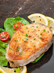 Fish dish - fried fish fillet with vegetables 