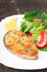 Fish dish - fried fish fillet with vegetables 