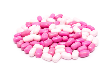 Obraz na płótnie Canvas Pink Candy Mints Isolated On White Used For A Fresh Breath