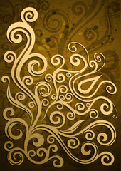 Fototapeta na wymiar Abstract gold vector floral illustration.