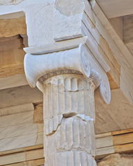 ancient column detail, acropolis of Athens, Greece