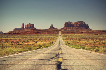 Highway 163 Monument Valley, vintage style, Arizona, Utah, USA