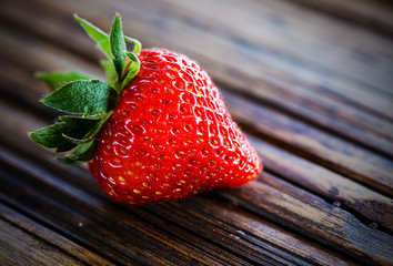 Strawberry on the table bamboo