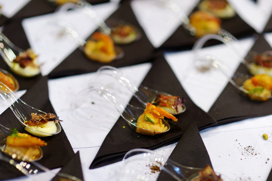 Assorted Finger Food On Fancy Spoons