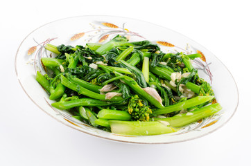 fried vegetables isolated white background