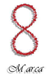 Women's day on March 8th. International date made of hearts