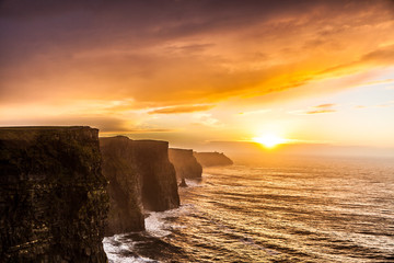 Fototapeta premium Cliffs of Moher at sunset in Co. Clare, Ireland Europe