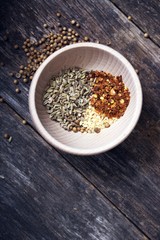 Spices in Wooden Bowl