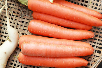Close-up of the fresh carrots.