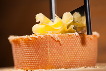 swiss cheese with girolle knife