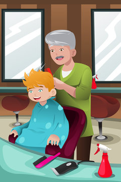 Kid getting a haircut