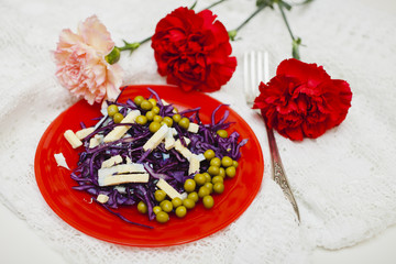 Fototapeta na wymiar salad from a red cabbage