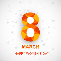 Happy Women's Day background with stylish text 8th March