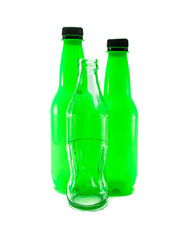 plastic and glass bottle