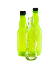 plastic and glass bottle